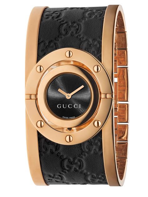 gucci leather rose gold bangle watvh|luxury Gucci watches.